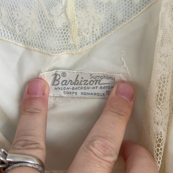 Vintage 50's Barbizon lace detailed long maxi full length slip nightgown dress - Picture 6 of 11